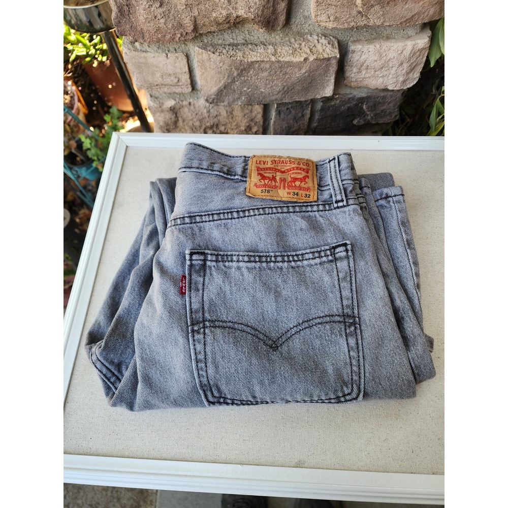 Levi's 578 Baggy Jeans Men's W34 L32 Gray Wash Denim